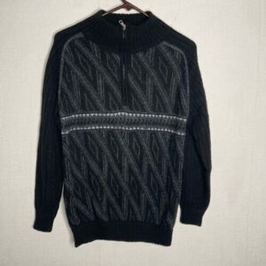 NWOT Alpaca Connection 1/2 Zip Sweater Mens Size M Black Alpaca Wool Pullover